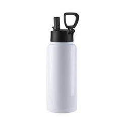 Fahrradflasche, Edelstahl, Weiß, 950 ml, klappbarer Griff, für den Sublimationsdruck