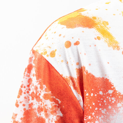 T-Shirt, Cotton-Like Bleached Leopard Dreams Orange, für den Sublimationsdruck