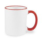 Tasse 330ml, ECO, roter Griff und Rand, für die Sublimation