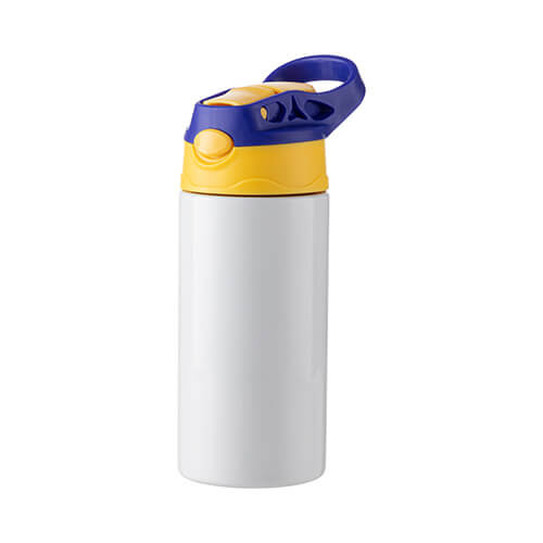 Kinder-Fahrradflasche, Edelstahl, Blau-Gelb, 360 ml, für den Sublimationsdruck