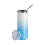 Becher, 600 ml, 3D Puff Cloud, Weiß-Hellblau, für die Sublimation