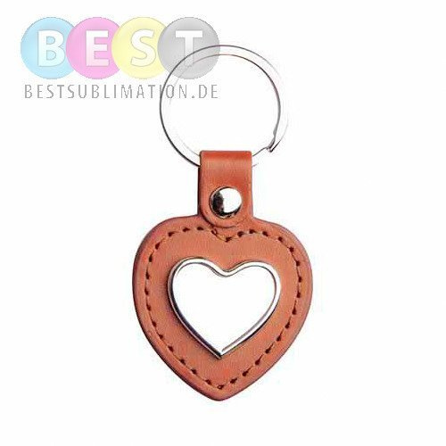 Schlüsselanhänger, Metall, Herz, Braun, für den Sublimationsdruck