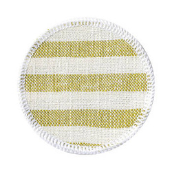 Tassenuntersetzer, Segeltuch, Ø 10 cm, Creme mit hellgrünen Streifen, für die Sublimation
