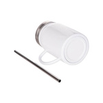 Becher mit Deckel , "Mason Jar", mit Strohhalm und Griff, für die Sublimation