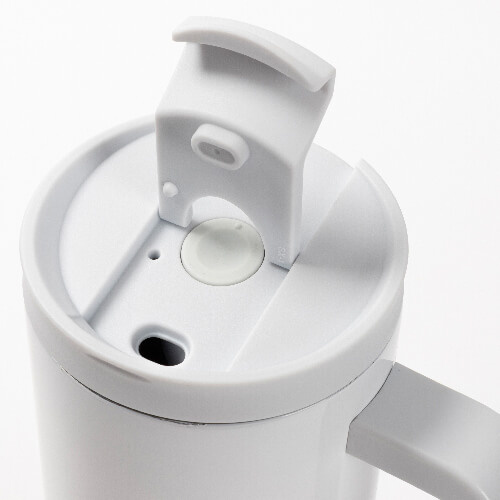 1200 ml Becher mit Strohhalm und hellgrauem Henkel für Sublimation - weiß