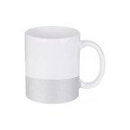 Tasse 330ml, mit Brokatstreifen, Silber,  für die Sublimation