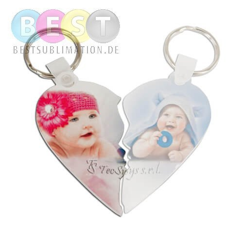 Schlüsselanhänger, Kunststoff, Herz, Linke Seite, für den Sublimationsdruck