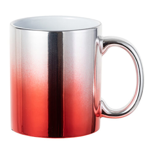 Tasse 330 ml, Plattiert, Silber-rot Farbverlauf, für die Sublimation