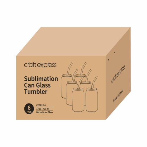 6er-Set, Gläser mit Deckel aus Bambus und Trinkhalm, 400 ml, für den Sublimationsdruck.