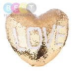 Kissenbezug, Herz, 39 x 44 cm, mit Pailletten, Gold, für den Sublimationsdruck