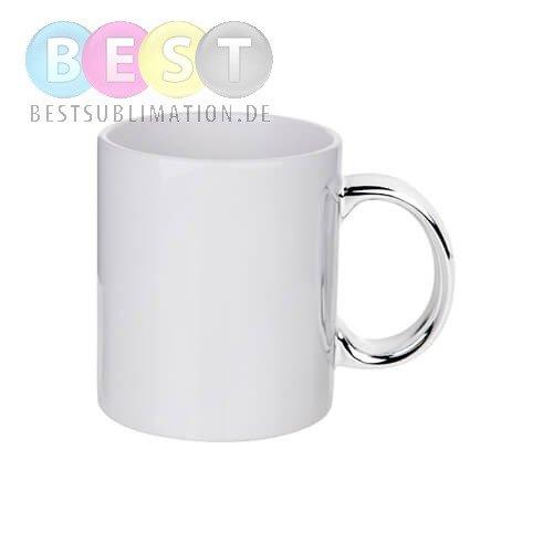 Tasse 330ml, Mit silbernem Griff, für die Sublimation