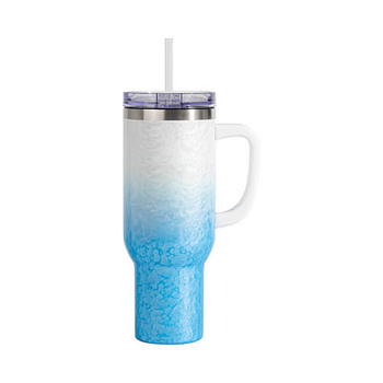 Becher, 1200 ml, 3D Puff Cloud, Weiß-Hellblau, für die Sublimation