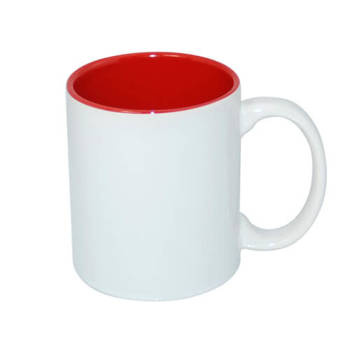 Tasse 330ml, A+, rote Innenseite, für die Sublimation