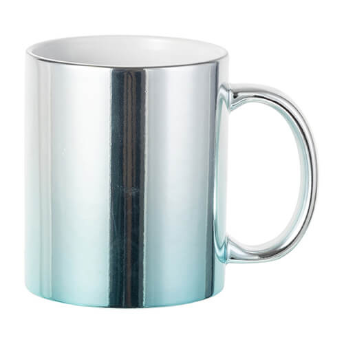 Tasse 330 ml, Plattiert, Silber-hellblauer Farbverlauf, für die Sublimation