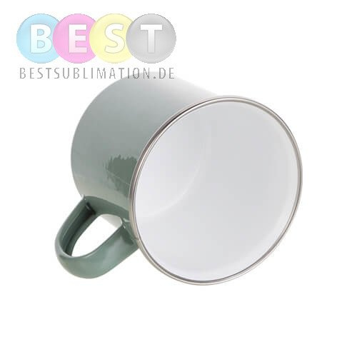 Becher 360 ml, Metall, emailliert, feldgrau, für die Sublimation